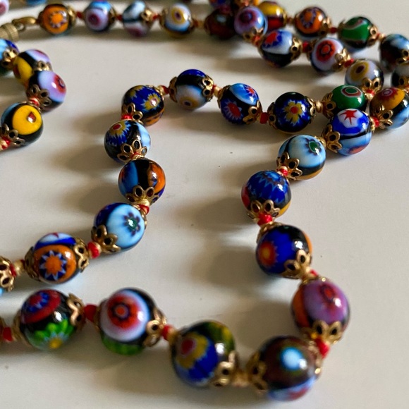 VTG Italian Murano Millefiori Glass Necklace - Picture 7 of 9